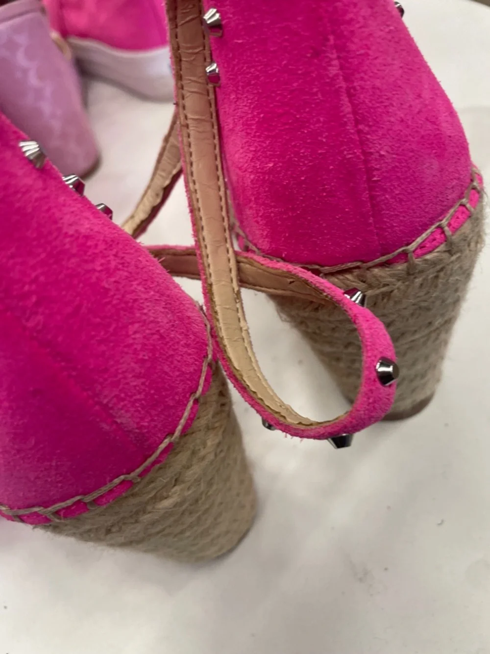 Vince Camuto Hot Pink Studded Espadrille Wedges - Picture 3 of 6